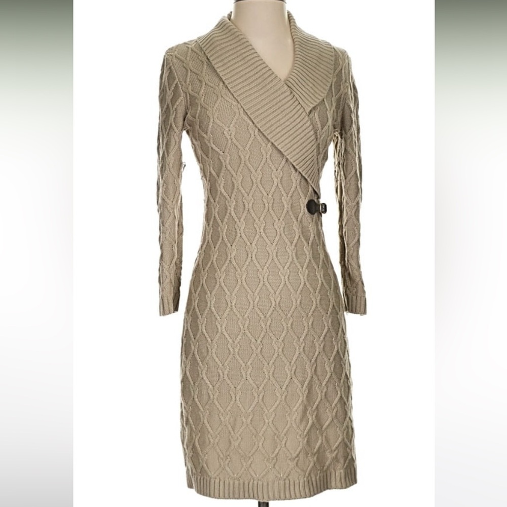 Elegant Tan Cable Knit Dress